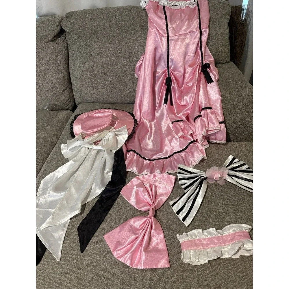 Victorian Maid Costume with Accessories Sz L 15” Across Halloween Dress Up